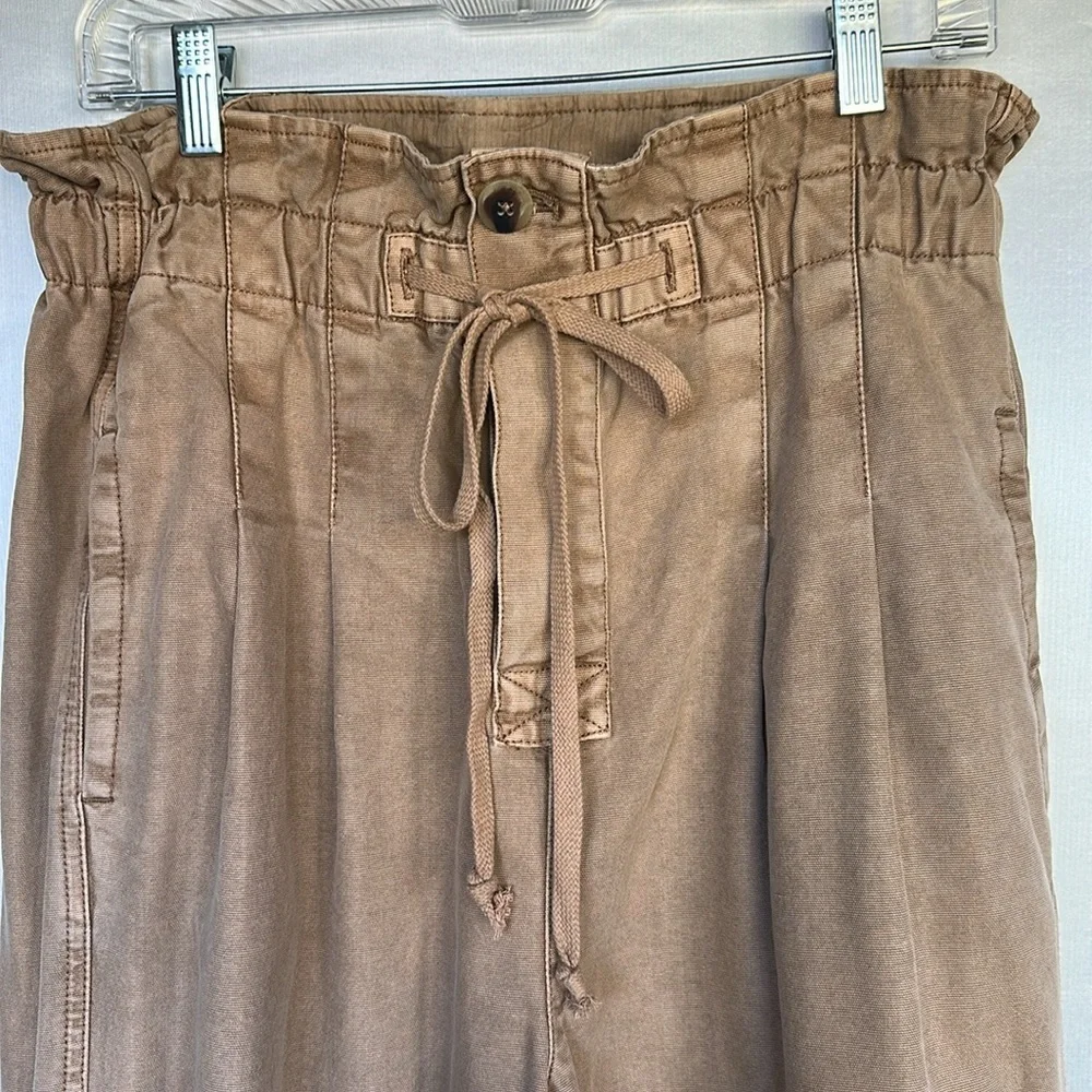 Free People Margate Paper Bag Waist Pants Barrel Leg Elastic Waist Utility Sz S - Picture 6 of 15